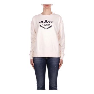 Ralph Lauren Sweatshirts, female, Beige, Size: XS Logo Front Sweatshirt