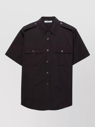 Prada utility poplin shirt short sleeves epaulettes