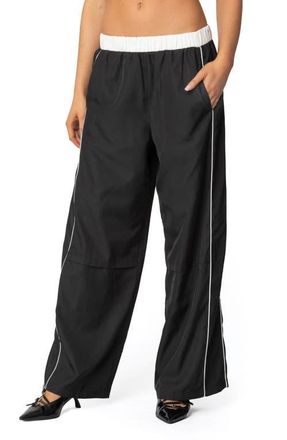 Edikted Ofir Contrast Waist Track Pants in Black-And-White at Nordstrom, Size Medium