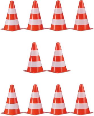 Relaxdays Set De 40 Conos Se&ntilde;alizaci&oacute;n, Obra, Tr&aacute;fico, Entrenamiento, Poliestireno-poli&eacute;ster, 22 Cm, Naranja-blanco