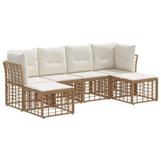 vidaXL Conjunto De Sof&aacute;s De Exterior Natural Poli&eacute;ster Vidaxl