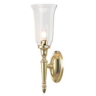 Loops IP44 Wall Light Tall Clear Glass Shade LED Included Polished Brass LED G9 3.5W