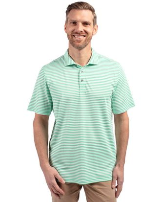 Cutter & Buck Virtue Eco Pique Stripe Recycled Mens Polo Shirt