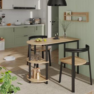 Vicco Mesa De Cocina Freetown, Goldkraft Roble/negro, 110 X 50 Cm Con Estantes Abiertos Vicco