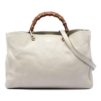 Gucci Pre-owned Gucci Large Calfskin Bamboo Shopper Satchel Ladies GBQOZ5A3I02BKA55
