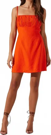Astr Claramae Ruched Mini Dress In Red Orange