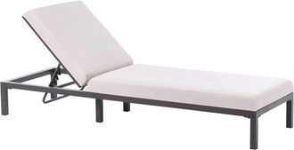 Beliani Tumbona De Jard&iacute;n Moderna Estructura De Aluminio Reclinable Y Acolchada Beige Claro Lariano