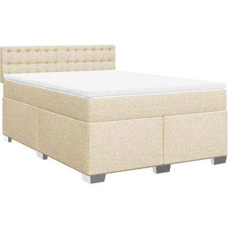 vidaXL Cama Box Spring Con Colch&oacute;n Tela Color Crema 140x190 Cm Vidaxl