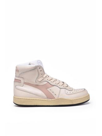 Diadora White Pink Leather Mi Basket Sneakers
