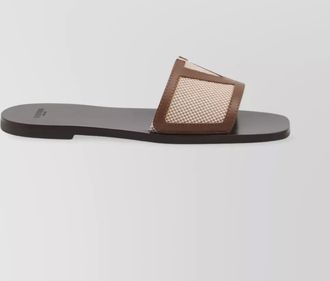 Valentino Garavani star leather slide sandals with rubber sole