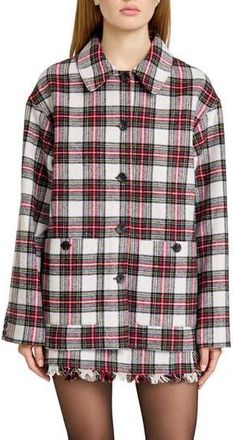 Wayf Morgan Plaid Jacket in Ivory Plaid at Nordstrom Rack, Size X-Large