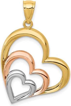 Diamond2Deal 14k Two-tone Gold and White Rhodium Polished 3 Hearts Pendant