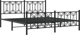 vidaXL Metal Bed Frame without Mattress with Footboard Black 180x200cm Vidaxl