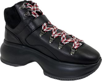 Hogan Maxi I Active Tronchetto LPY Boots - Dames - Veterlaarzen - Zwart - 36 EU - Leer - Schoenen