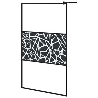vidaXL Vidaxl - Mampara Ducha Vidrio Esmerilado Dise&ntilde;o Piedras Negro 115x195 Cm