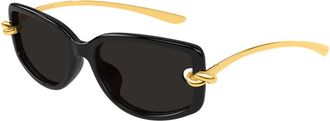 Bottega Veneta Knot Rechthoekige Zonnebril - Dames - Zonnebrillen - Zwart - 59 MM - Accessoires
