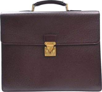 Louis Vuitton Serviette Moskova Taiga Leather Purple Leather Briefcase Bag (Pre-Owned)