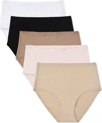 Pact Everyday High Rise Brief 5-Pack Made With Organic Cotton in Core Edit at Nordstrom, Size Xx-Large