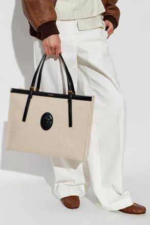 Versace Large Shopper Bag With Medusa Head, Womens, Grey