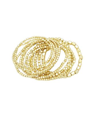 Adornia Set Of 10 Golden Bead Stretch Bracelets