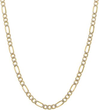 Italian Gold, Inc 10K 4.8Mm White Pave Figaro Necklace