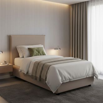 Dmora Dmora - Cama Individual Darut, Cama Contenedor Con Revestimiento De Tela, 100% Made In Italy, Apertura Lateral, Adecuado Para Colch&oacute;n Cm 80x190, T&oacute;rto