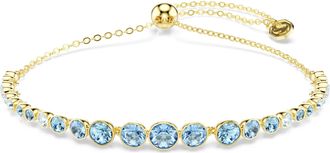 Swarovski Imber Bracelet, Round Cut, Blue, 18K Gold Finish
