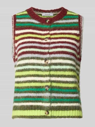 Topshop Strickweste mit Streifenmuster Modell CARO in Mittelbraun Mel, Gr&ouml;&szlig;e XS