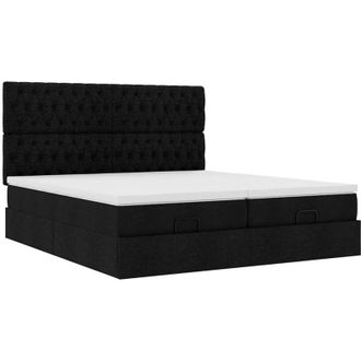 vidaXL Estructura De Cama Otomana Con Colchones Tela Negra 160x200 Cm Vidaxl