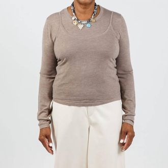 Suncoo Womens Prava Thin Layered Pullover Sweater In Taupe