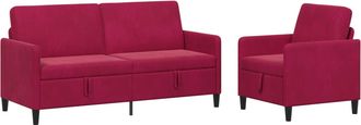 vidaXL Juego De Sof&aacute;s Con Almacenamiento 2 Uds. Rojo Vino Poli&eacute;ster Vidaxl