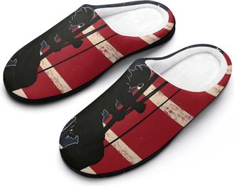Generic U.S. Flag Lineman Mens House Slippers Memory Foam Washable Cotton Slip on Home Shoes