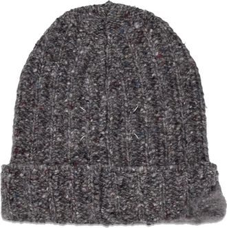 Maison Margiela Geribbelde Beanie - unisex - Hoeden - Grijs - M - Wol - Accessoires