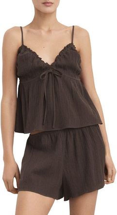 Mango Cotton Gauze Camisole in Chocolate at Nordstrom, Size Small