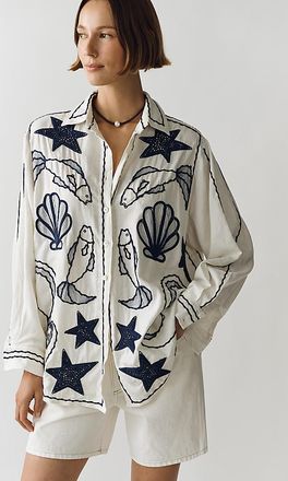 Farm Rio Fresh Fish Buttondown Shirt