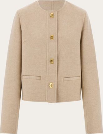 Ferragamo Women Wool and cashmere Gancini jacket Beige