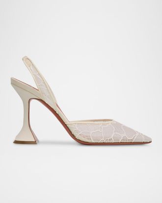 Amina Muaddi Holli Lace Slingback Pumps