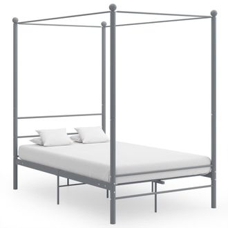Berkfield Home Canopy Bed Frame Grey Metal 120x200 cm | Size: Small Double
