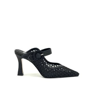 Ex&eacute; Womens Lamina Honeycomb Buckle Mules In Black