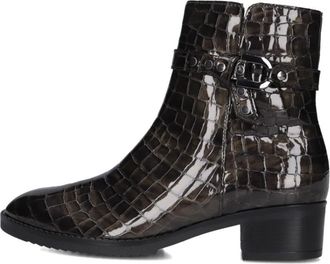 Gabor Bruine Krokoprint Enkellaarsjes - Dames - Laarzen met Hak - Bruin - 38 EU - Wol - Schoenen