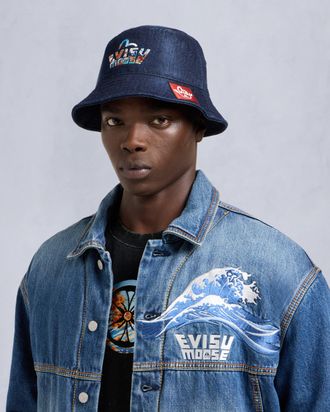 Moose Knuckles Mens Evisu X Moose Denim Bucket Hat