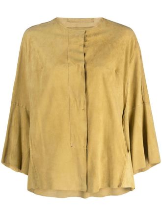 Salvatore Santoro collarless suede blouse - Yellow