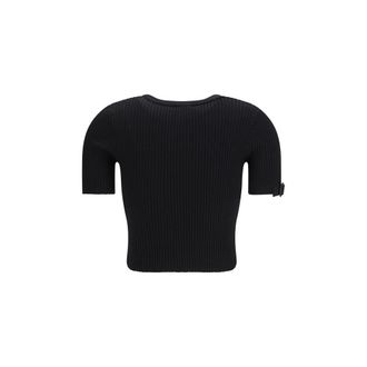 Courr&egrave;ges Womens Black Viscose T-Shirt