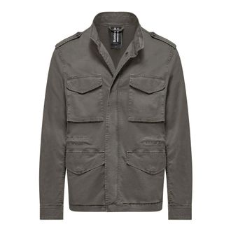 Bomboogie Militaire Jas in Stretch Gabardine - Heren - Jassen - Grijs - Maat: M Gabardine