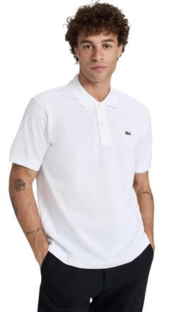 Lacoste Polo Shirt Mens White Pique Cotton Classic Fit Performance UPS964