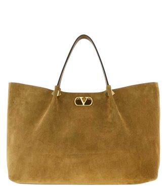 Valentino Garavani Brown Suede Large Tote
