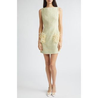 Oscar De La Renta Check Tweed Minidress in Butter Multi at Nordstrom, Size 12