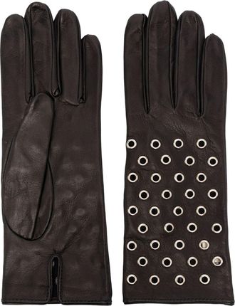 Manokhi eyelet-detail leather gloves - women - Leather - 6.5 - Black