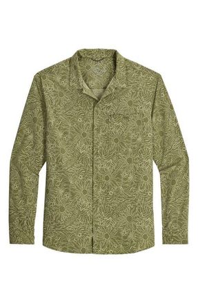 Royal Robbins Salathe Sun Print Recycled Polyester Button-Up Shirt in Olive Solar Pt at Nordstrom, Size Xx-Large