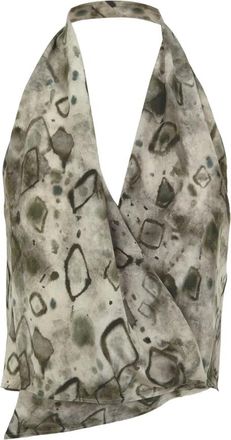Cortana Etna- zijden top met diamantprint - Dames - Tops zonder mouwen - Grijs - 2XS - Tops